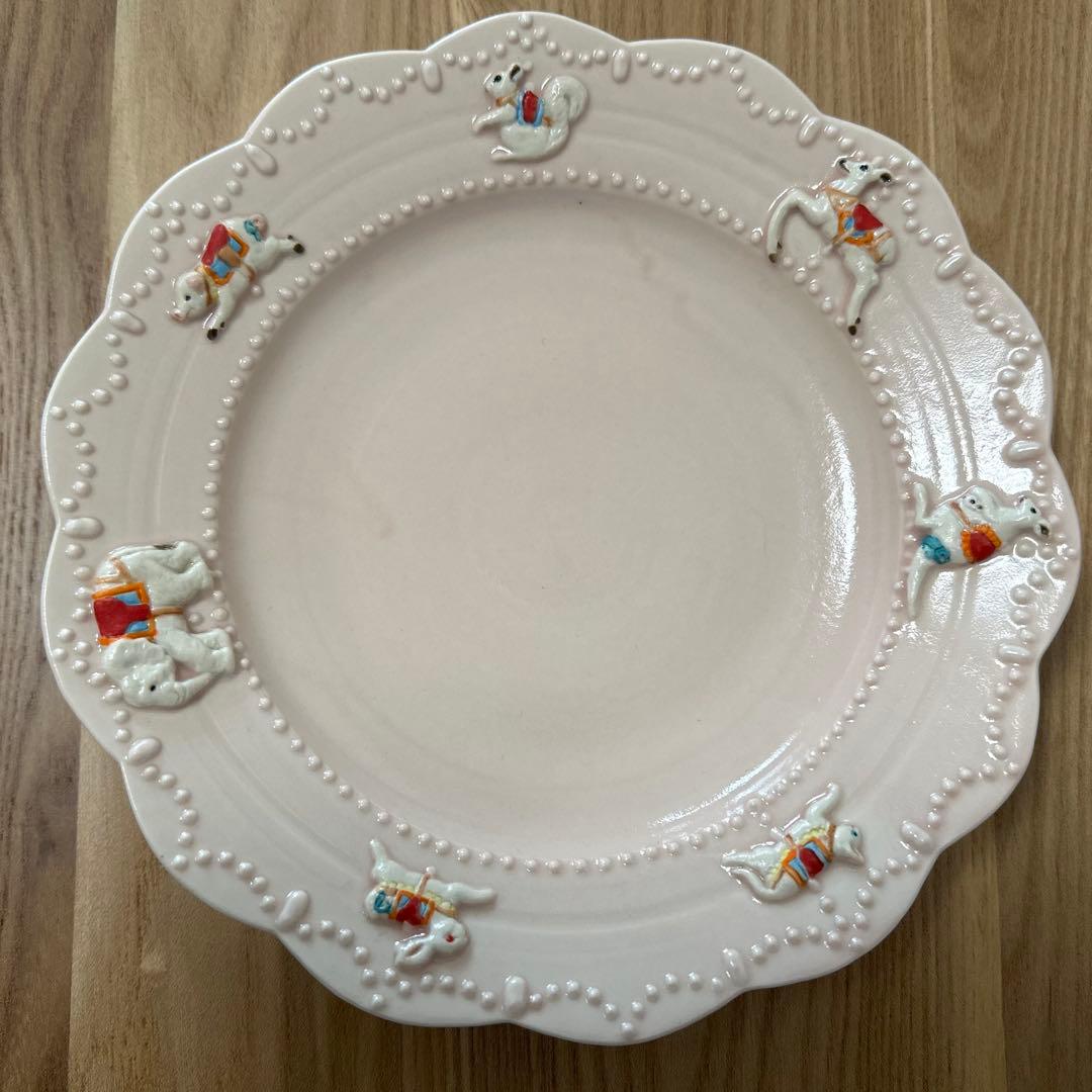 佐々木忍 メリーゴーランド 皿 ピンク 希少 陶器皿 新品未使用