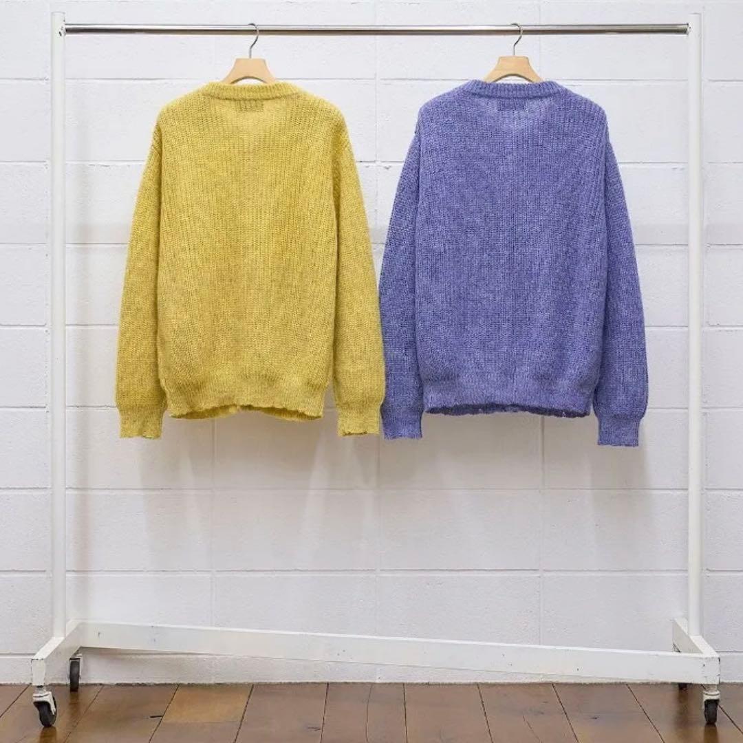 【新品・3】UNUSED モヘア クルーネック カーディガン US2077 青