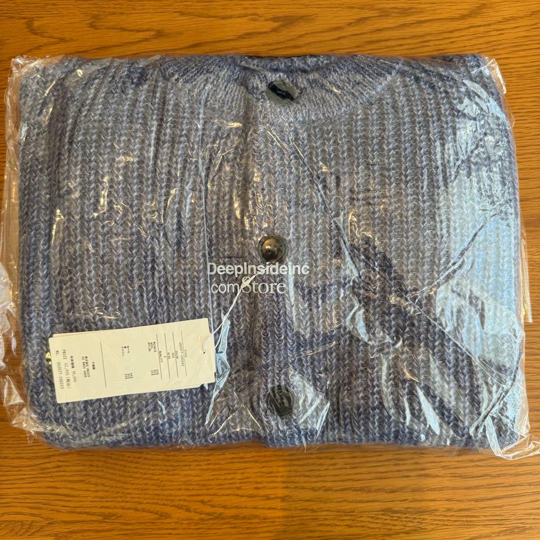 【新品・3】UNUSED モヘア クルーネック カーディガン US2077 青