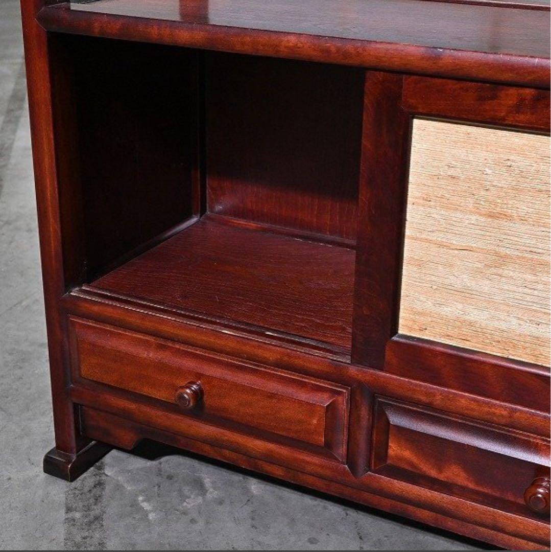 ★九州 日向民芸 ミズメザクラ 無垢材 茶棚 葛布 キャビネット シェルフ ★