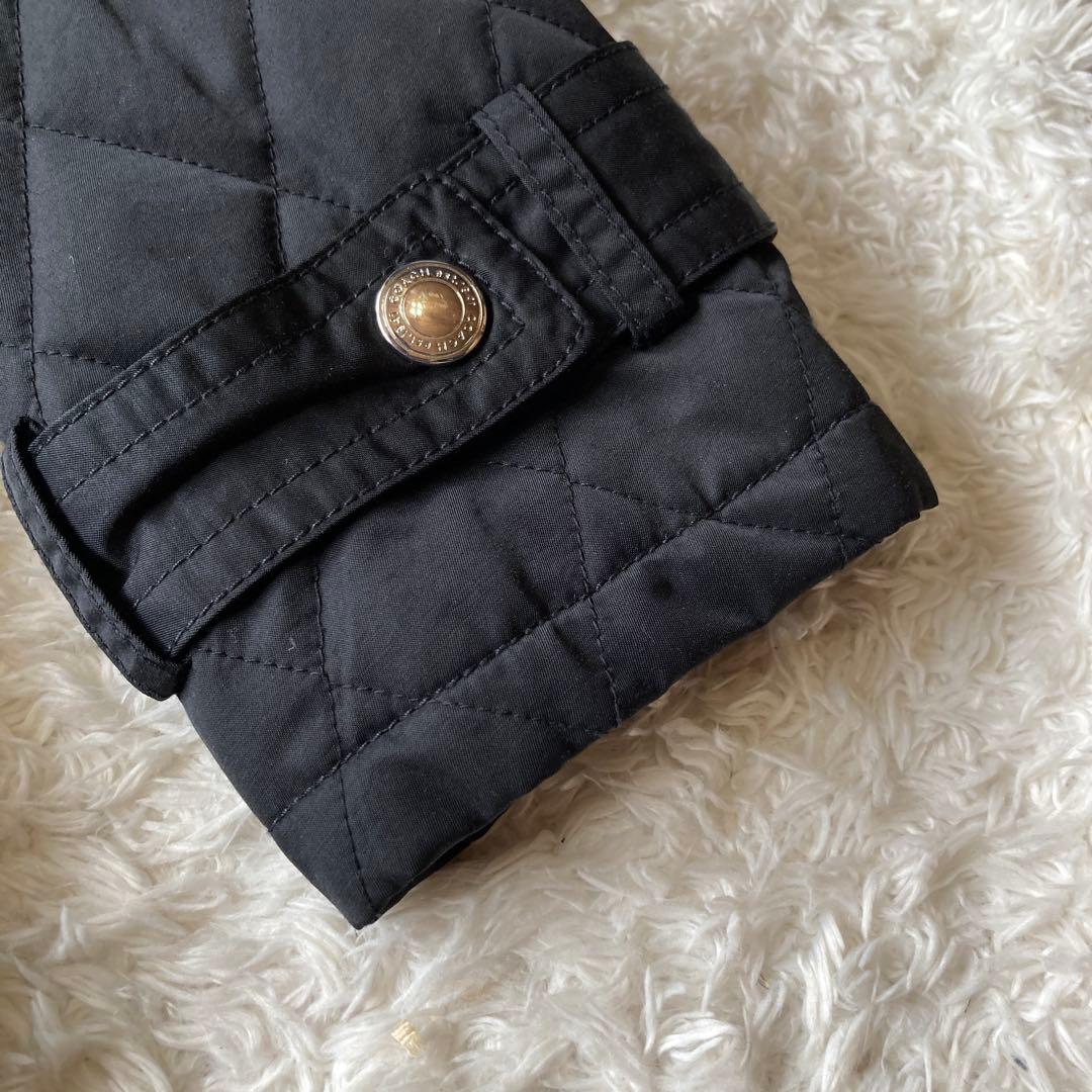 極美品　コーチ　キルティングコート　ベルト付き　裏地総柄　シグネチャー　黒S