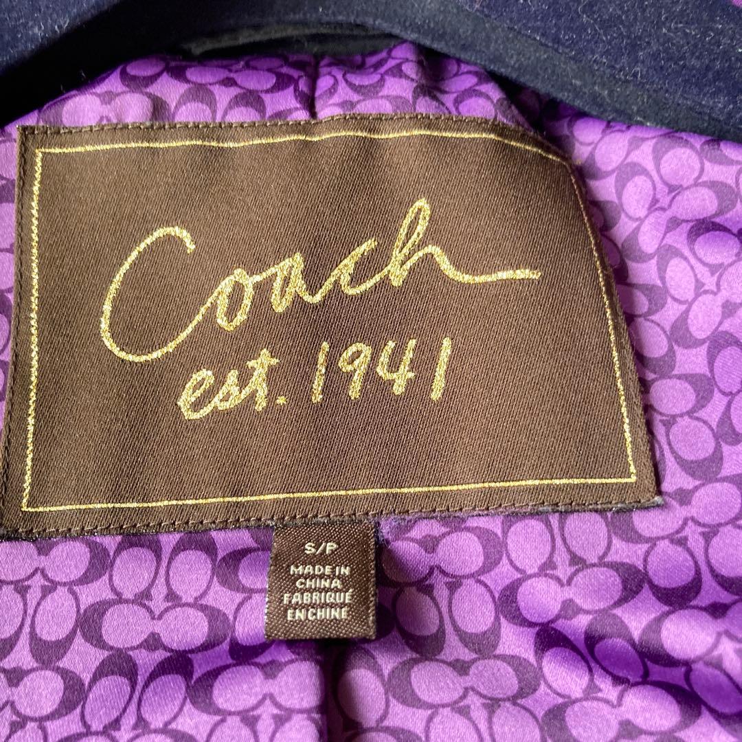 極美品　コーチ　キルティングコート　ベルト付き　裏地総柄　シグネチャー　黒S