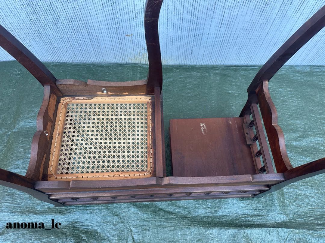 3007【テレフォンベンチ】木製　ベンチ　収納棚　花台　飾り台　アンティーク