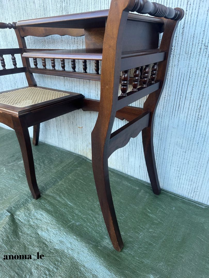 3007【テレフォンベンチ】木製　ベンチ　収納棚　花台　飾り台　アンティーク