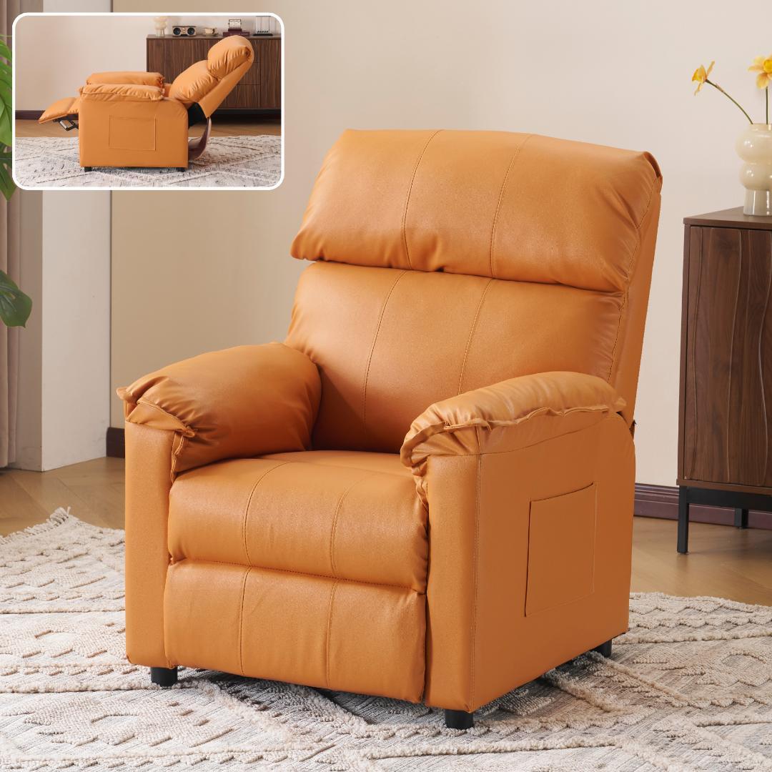 リクライニングソファー ソファー 1人掛け ゲーミングチェア PU キャメル