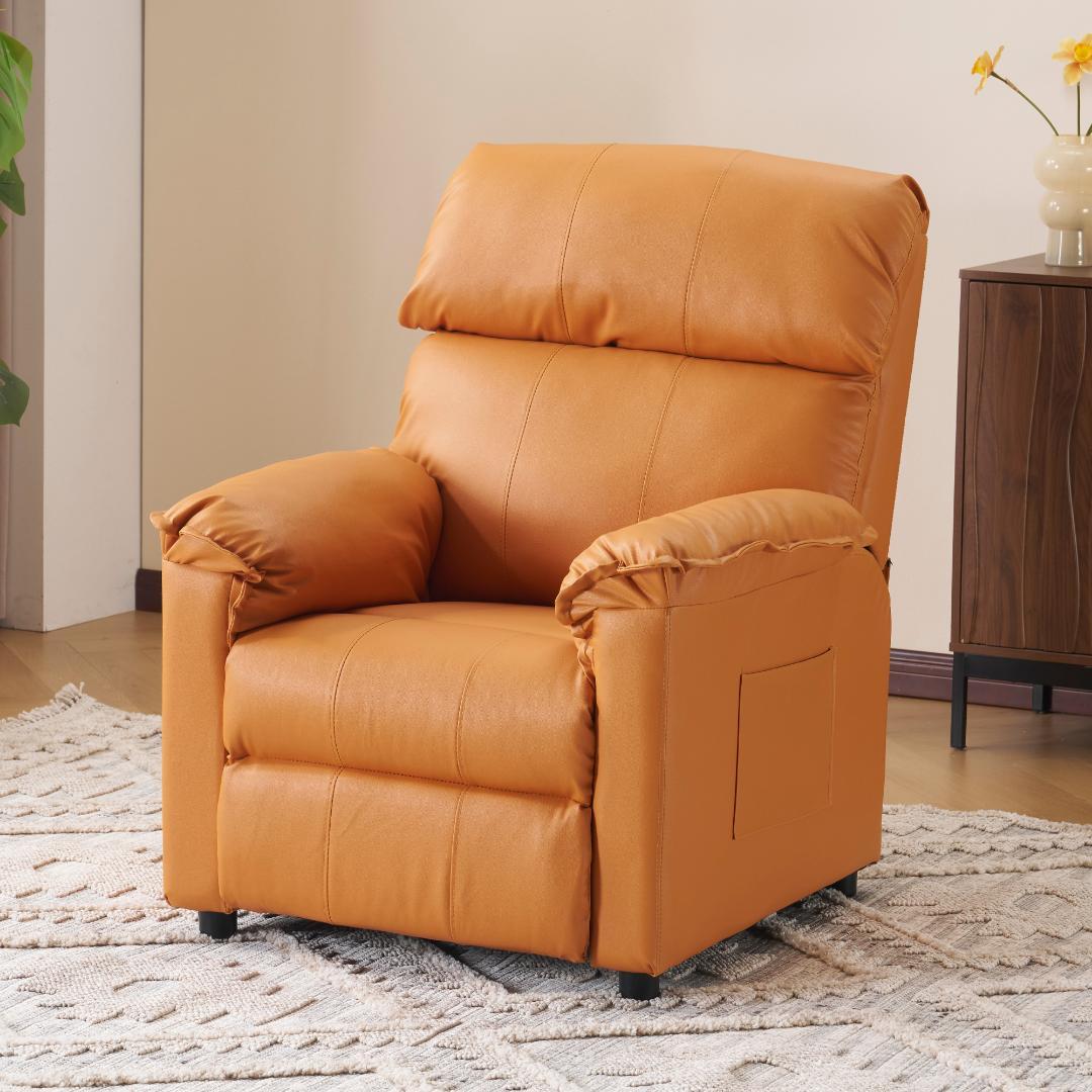 リクライニングソファー ソファー 1人掛け ゲーミングチェア PU キャメル