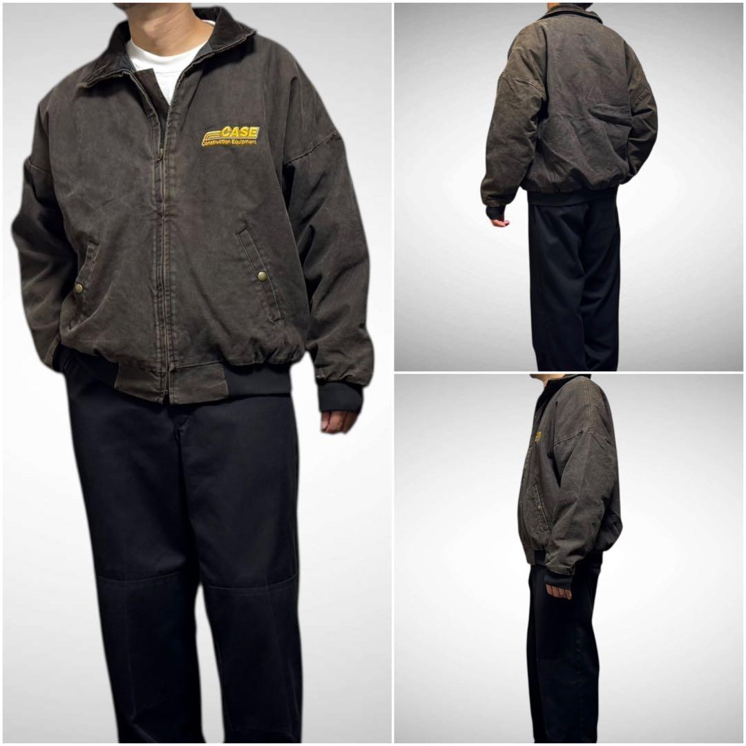 80sUSA製アクティブジャケットダック地TALONスイングトップLブラウン古着