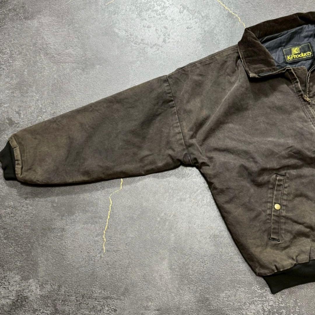 80sUSA製アクティブジャケットダック地TALONスイングトップLブラウン古着