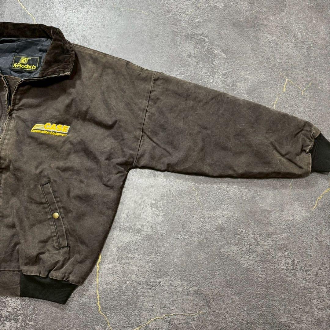 80sUSA製アクティブジャケットダック地TALONスイングトップLブラウン古着