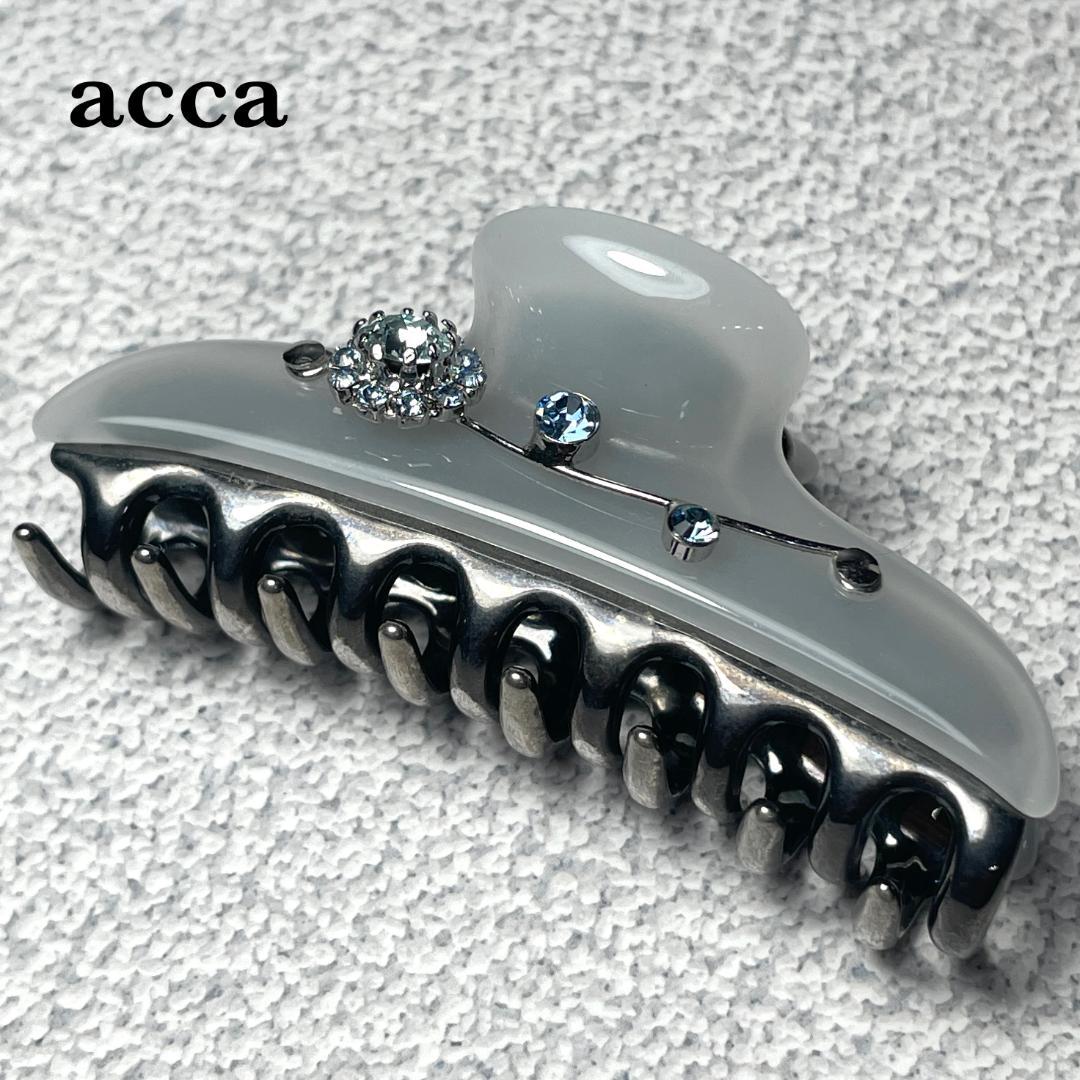 acca アッカ ヘアクリップ Mサイズ ミドル ストーン リーフ装飾 メタル