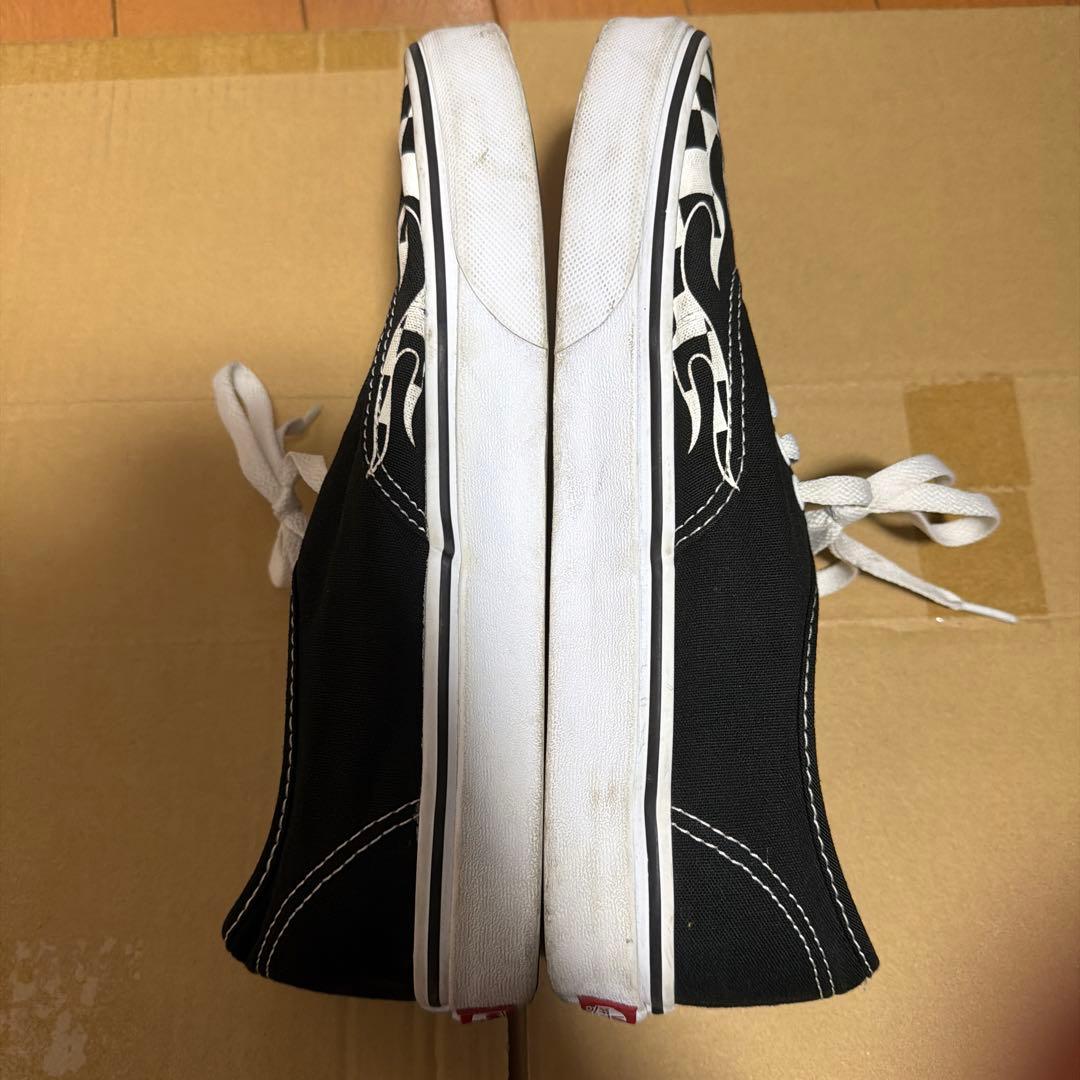 靴 vans authentic checker flame