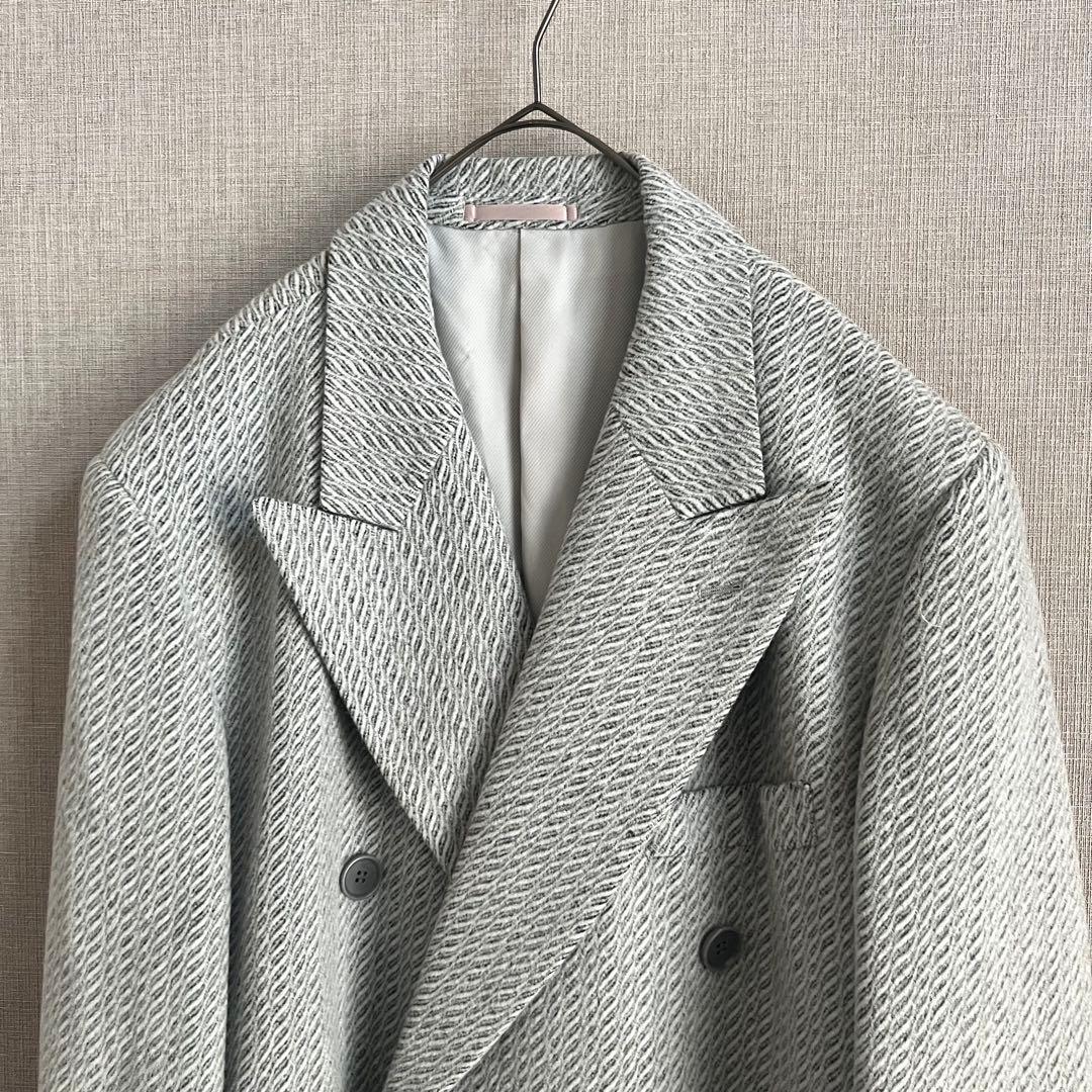 ヴィンテージ 尾州ウールカシミヤ ダブルブレスト チェスターコート XL 古着