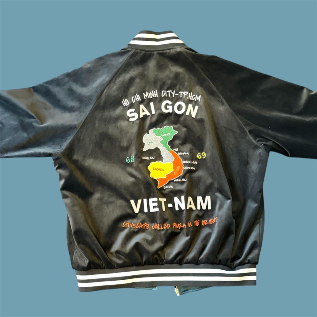 サイゴン ベトナム スカジャン リバーシブル ブラック ブルー