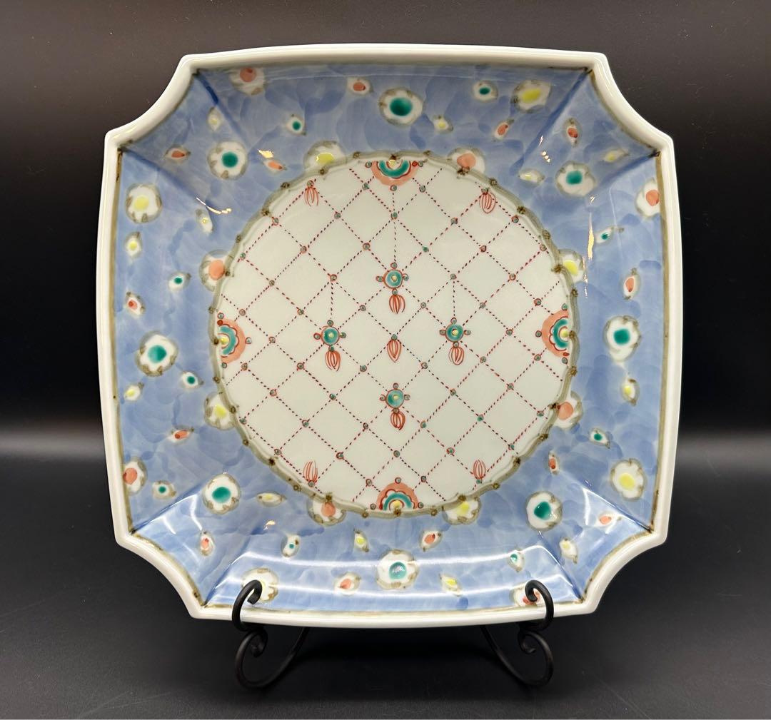【希少品】有田焼　与山窯　葦田叢与山　大皿　飾り皿　オシャレ　手描き　印あり