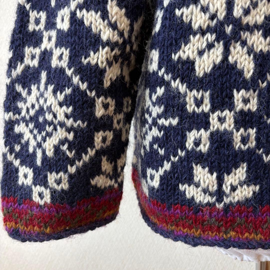 美品✨ネパール製　ウール100%　ハンドメイド　ニット　セーター　プルオーバー