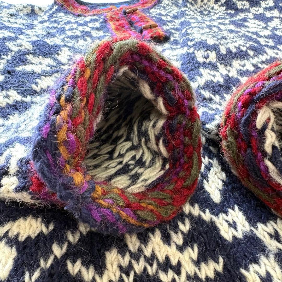 美品✨ネパール製　ウール100%　ハンドメイド　ニット　セーター　プルオーバー