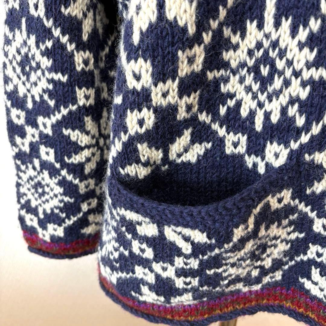美品✨ネパール製　ウール100%　ハンドメイド　ニット　セーター　プルオーバー