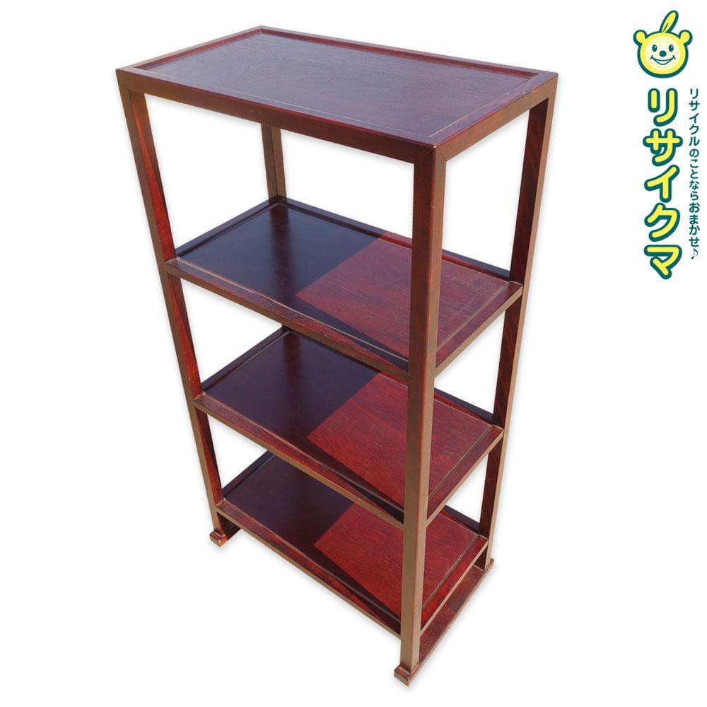 M▽シェルフ ラック 棚 本棚 飾り棚 朝鮮風 李朝風 木製 (38640)