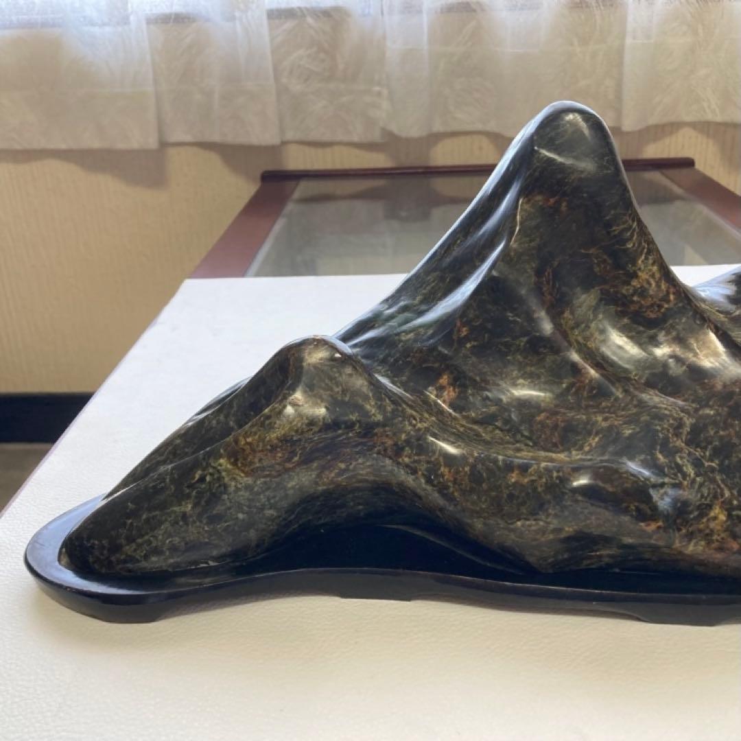 鑑賞石 天然石 オブジェ 置物 インテリア 山型 山脈 模様 約6.5kgレトロ