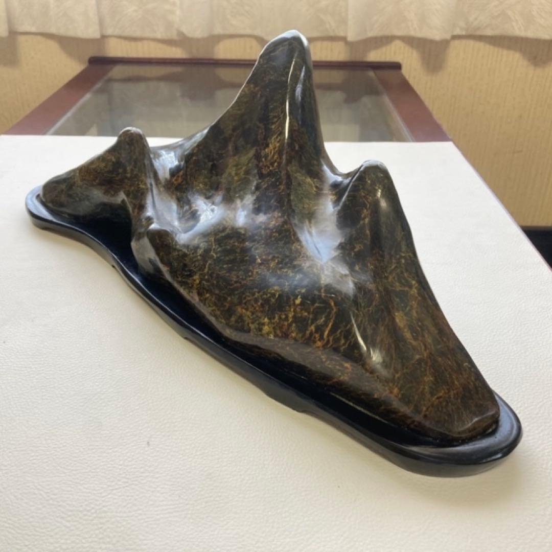 鑑賞石 天然石 オブジェ 置物 インテリア 山型 山脈 模様 約6.5kgレトロ