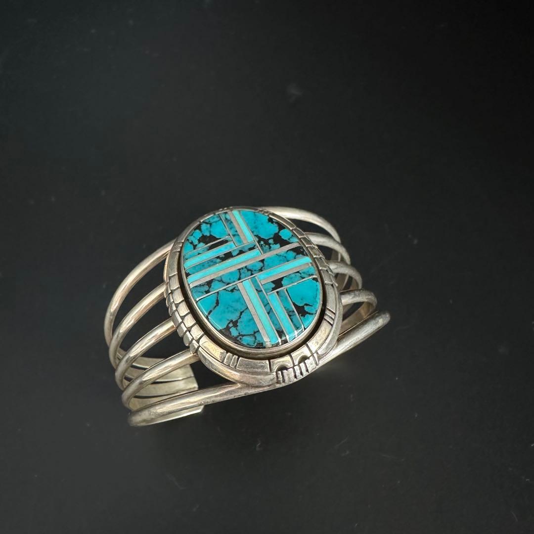 Navajo Randall Joe Tom ターコイズ インレイ バングル