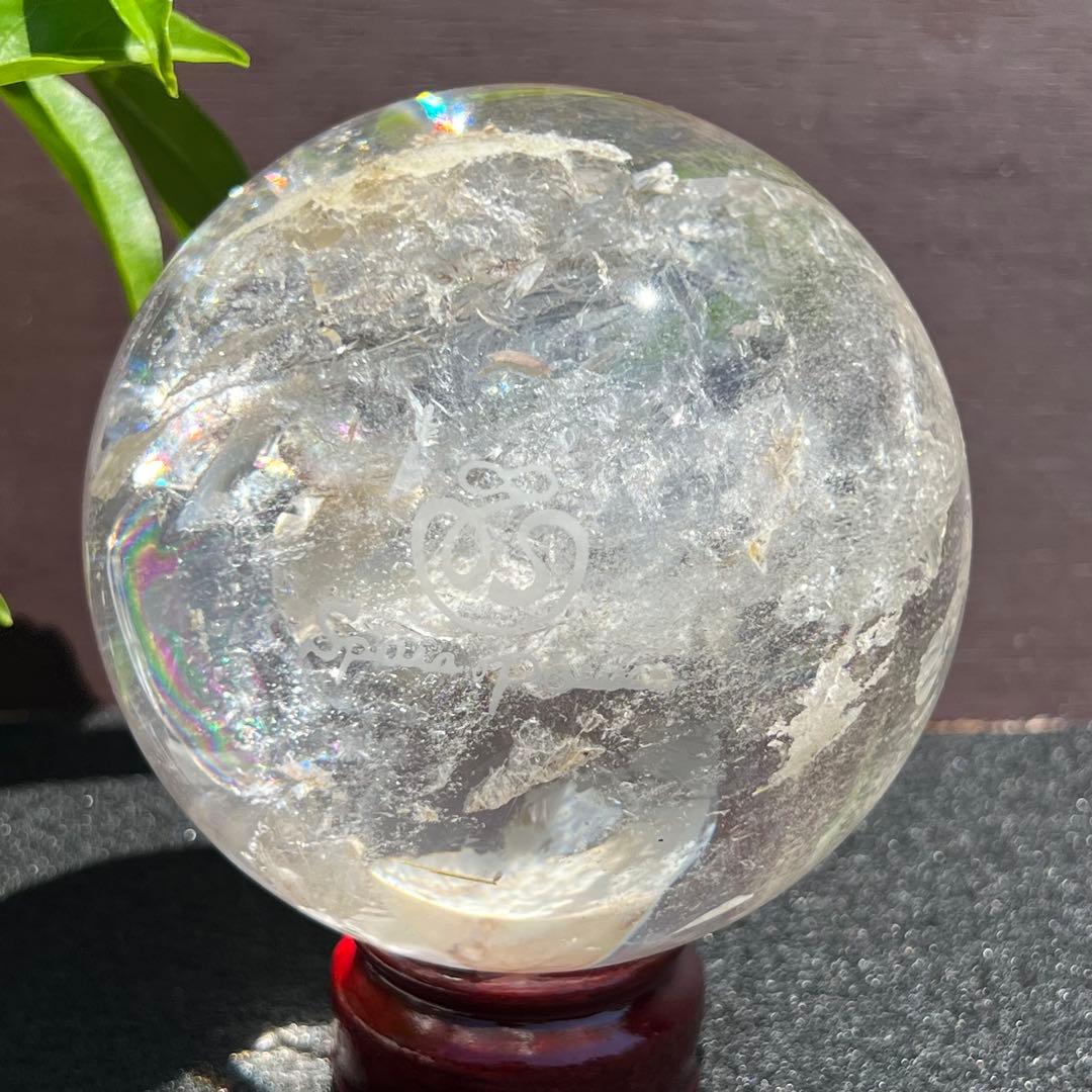 ★虹入り水晶 丸玉 水晶玉 レインボー スフィア 天然石 パワーストーン