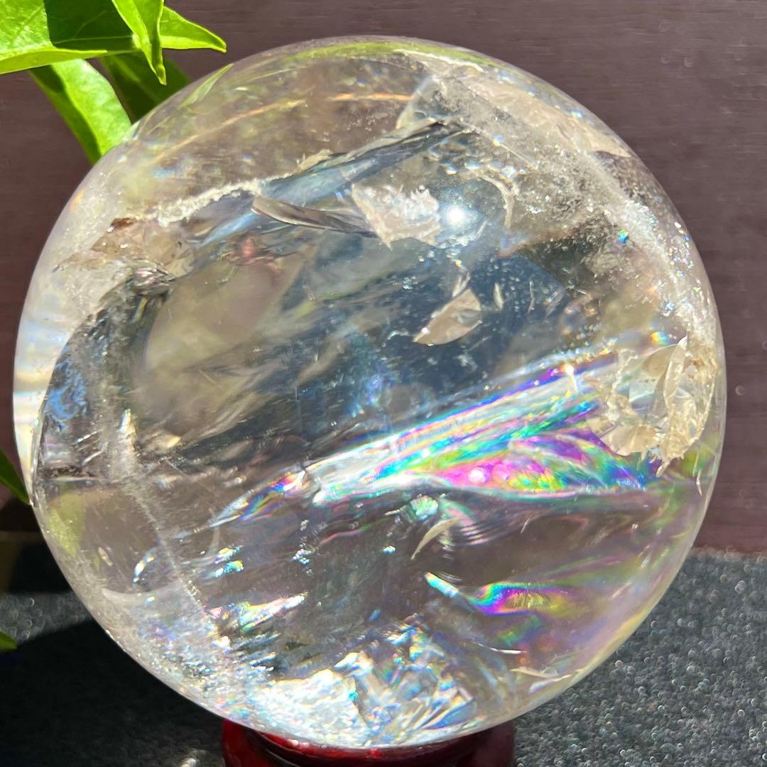 ★虹入り水晶 丸玉 水晶玉 レインボー スフィア 天然石 パワーストーン