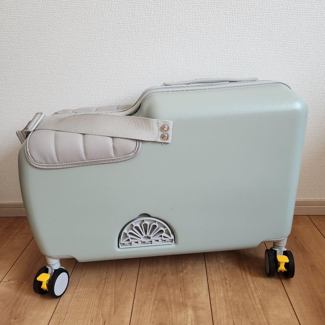 キッズトラベルキャリーミニ　くすみグリーン　子ども乗せキャリーケース