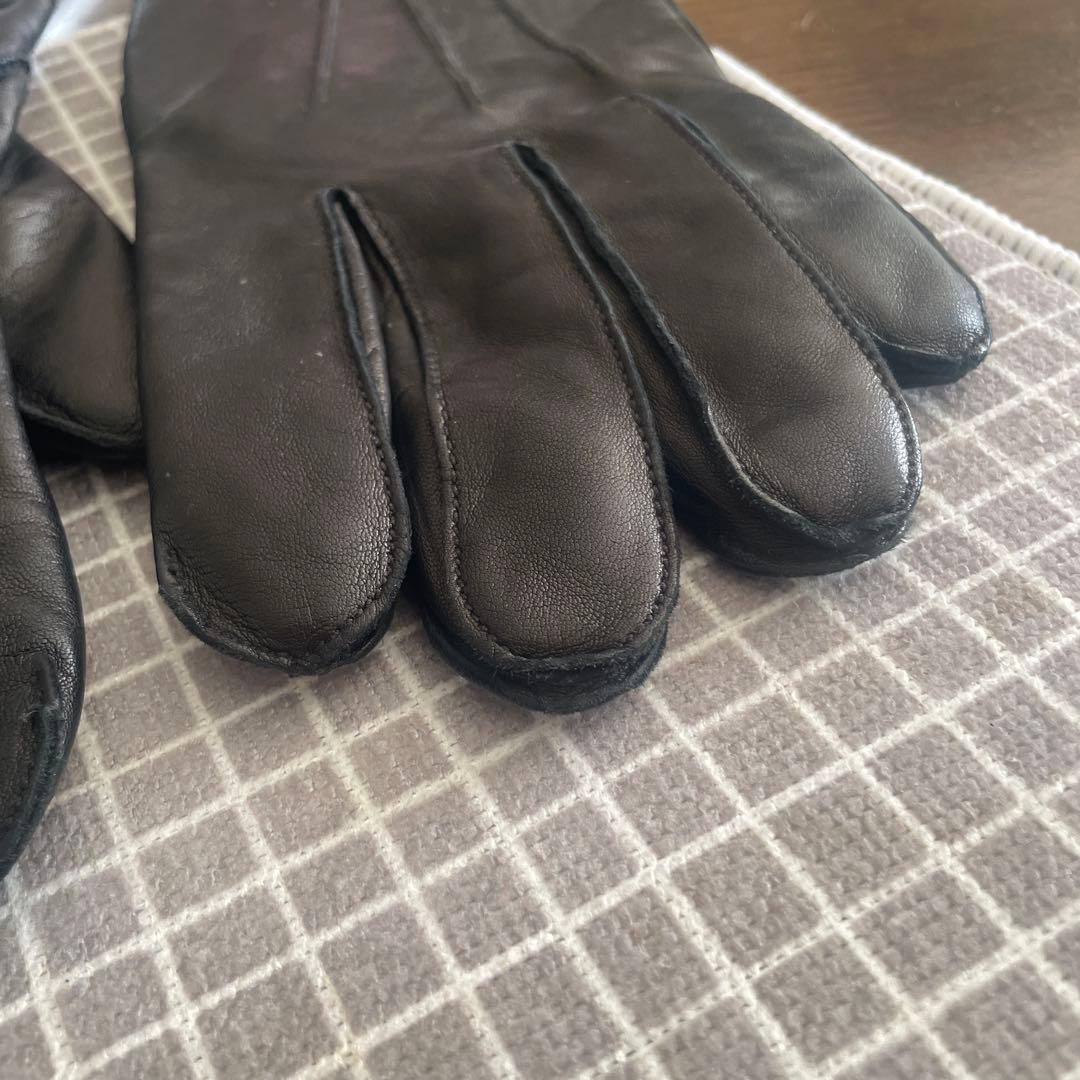 oor　COACH コーチ ブラック　レザー　カシミア100％