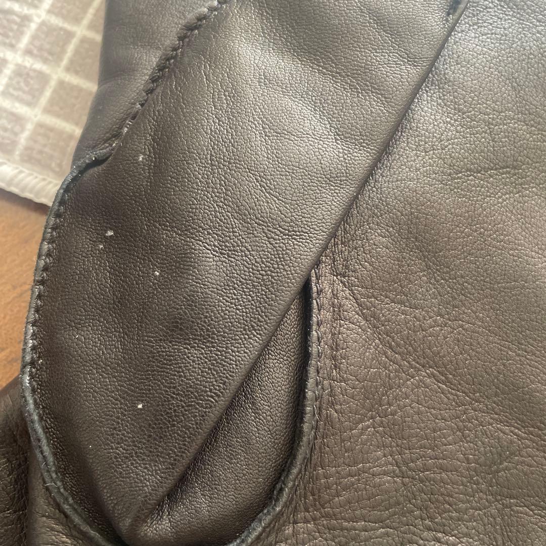 oor　COACH コーチ ブラック　レザー　カシミア100％