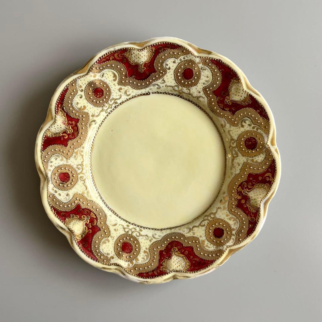 英国製アンティーク 1880年代　ロイヤルウースター　深紅と盛上げ金彩【稀少品】