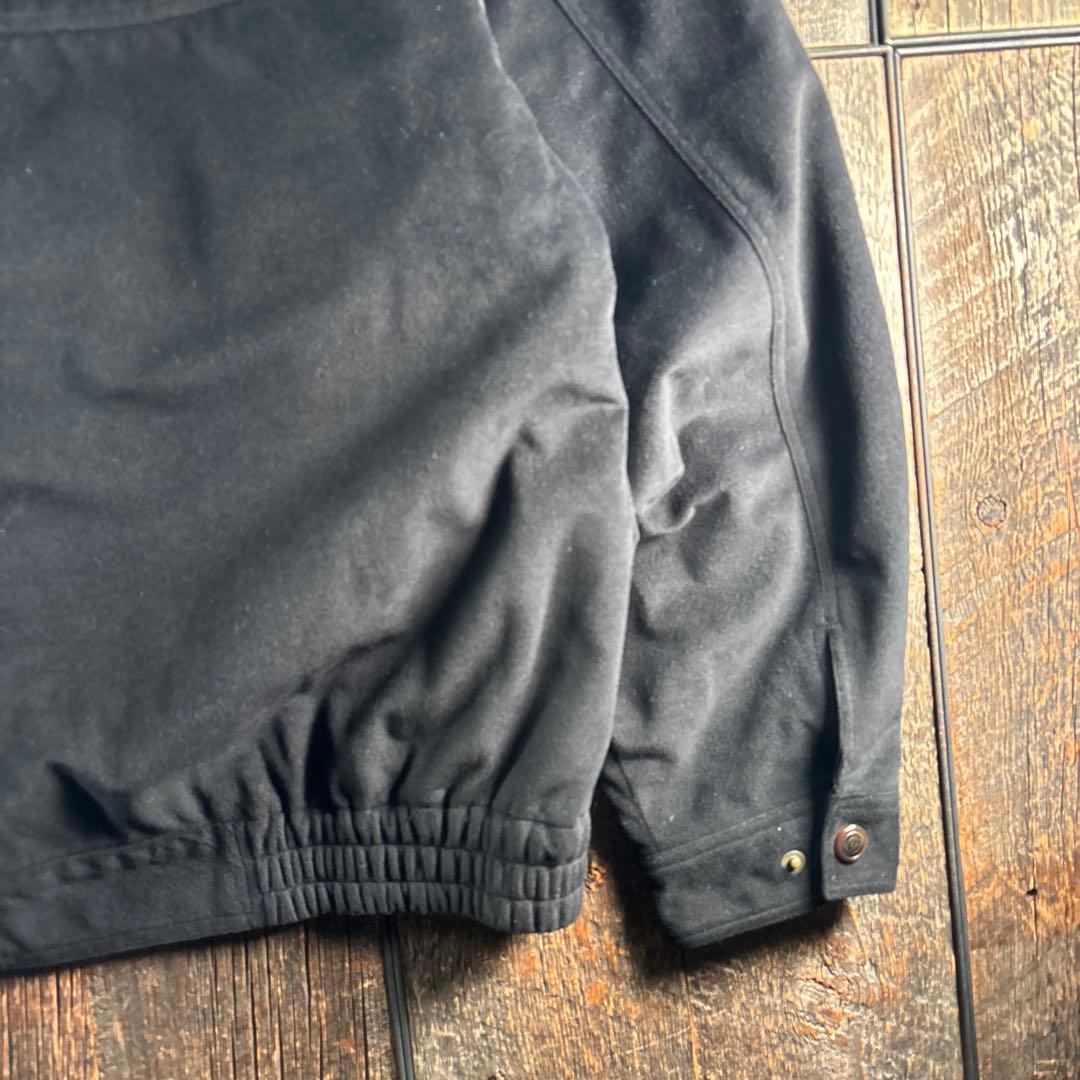 古着　ベロア　短丈ボンバージャケット　黒　太アームラグラン　Lフライトジャケット