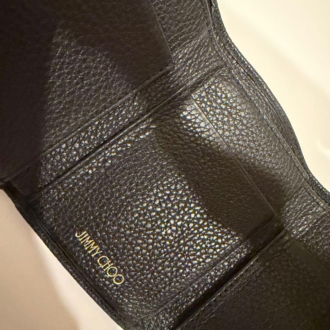 【K】【美品】JIMMY CHOO_ジミーチュウ　ブラック 三つ折り財布