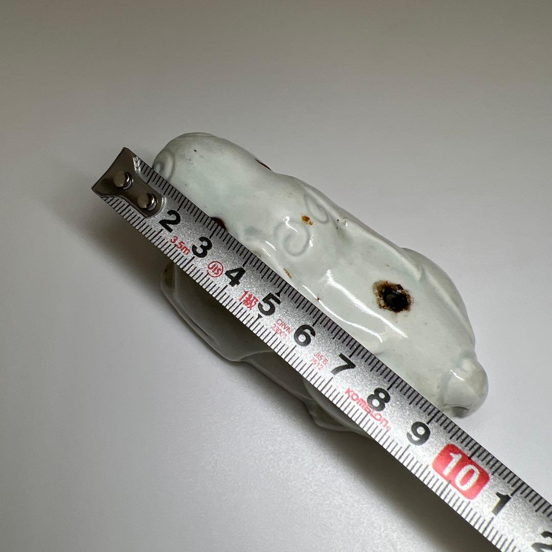 李朝白磁　鉄砂兎形硯滴　共箱　幅約9.5㎝　東Y7-0910⭐︎2Fトトヒ