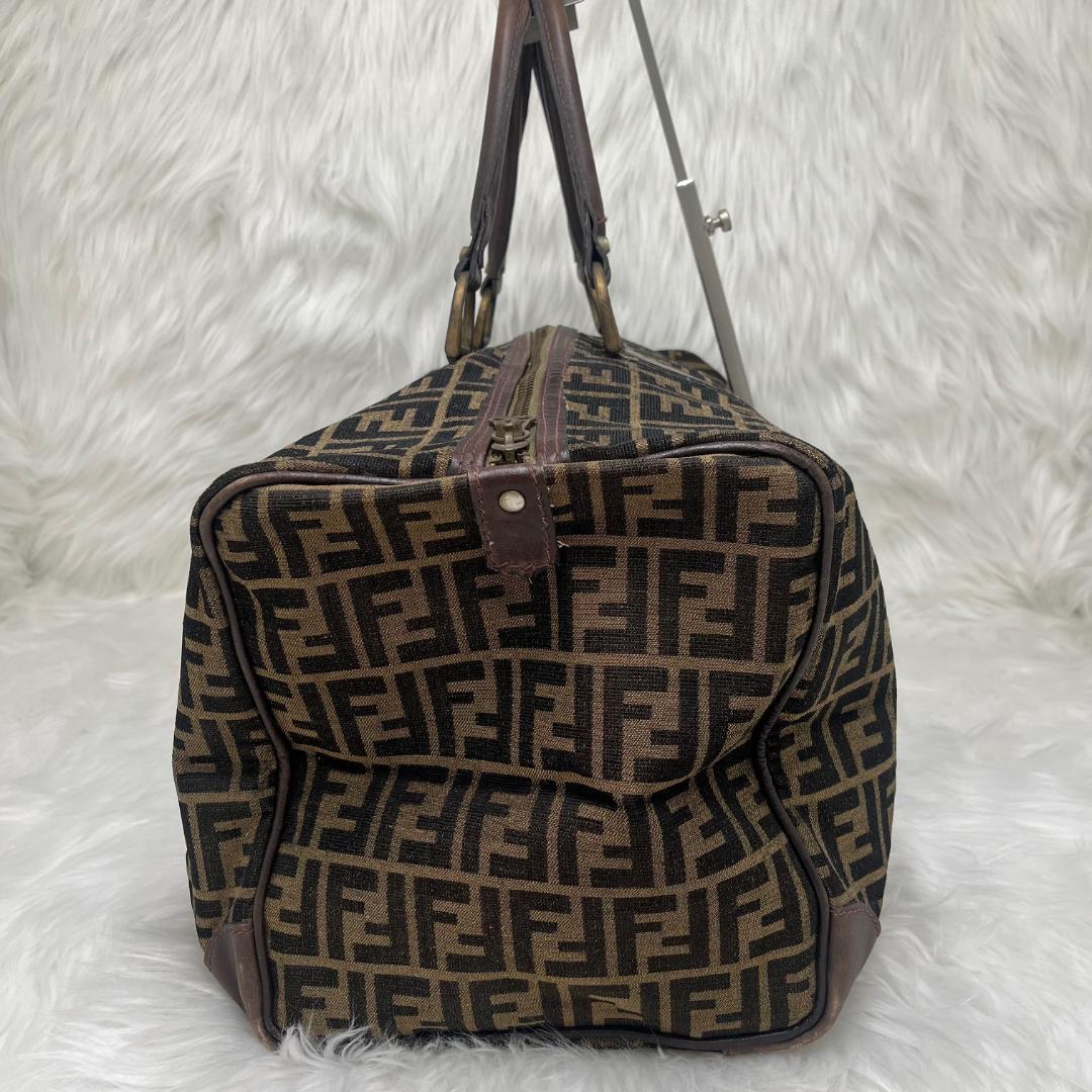 フェンディ　FENDI　ボストンバッグ　ズッカ柄　　PVC ブラウン　ブラック