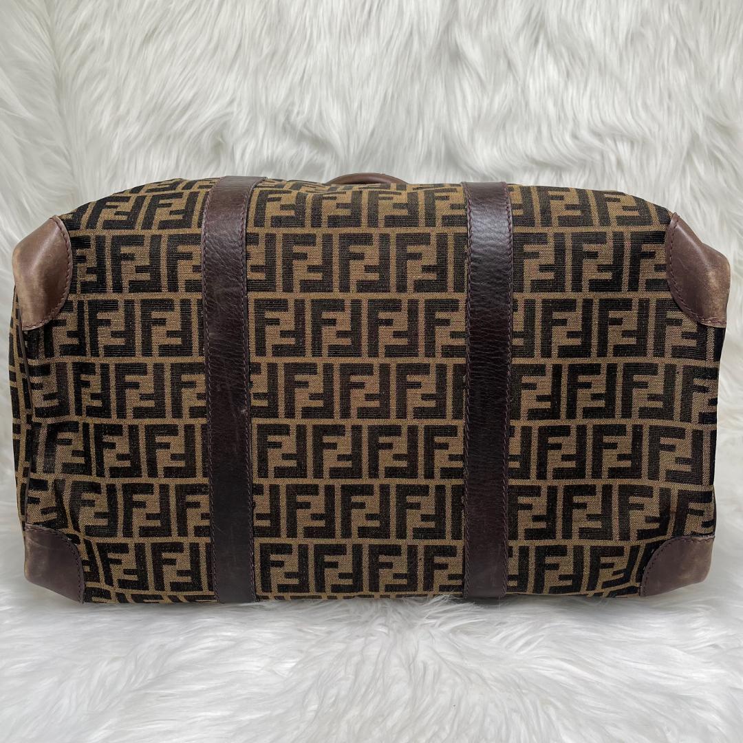フェンディ　FENDI　ボストンバッグ　ズッカ柄　　PVC ブラウン　ブラック