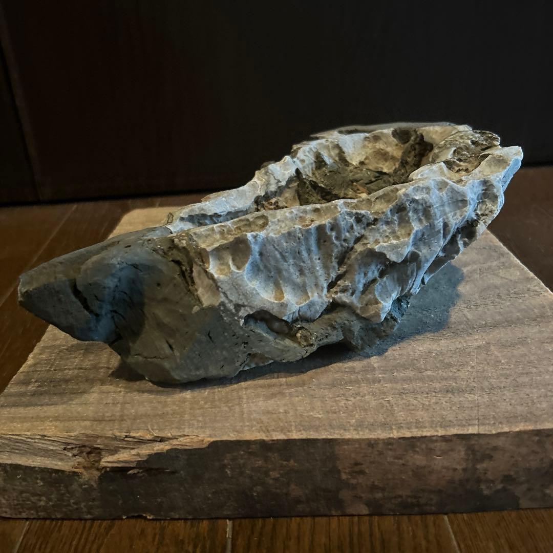 小品盆栽　植木鉢　天然石　希少品　クリ抜き植木鉢　一点物　多肉植物　サボテン