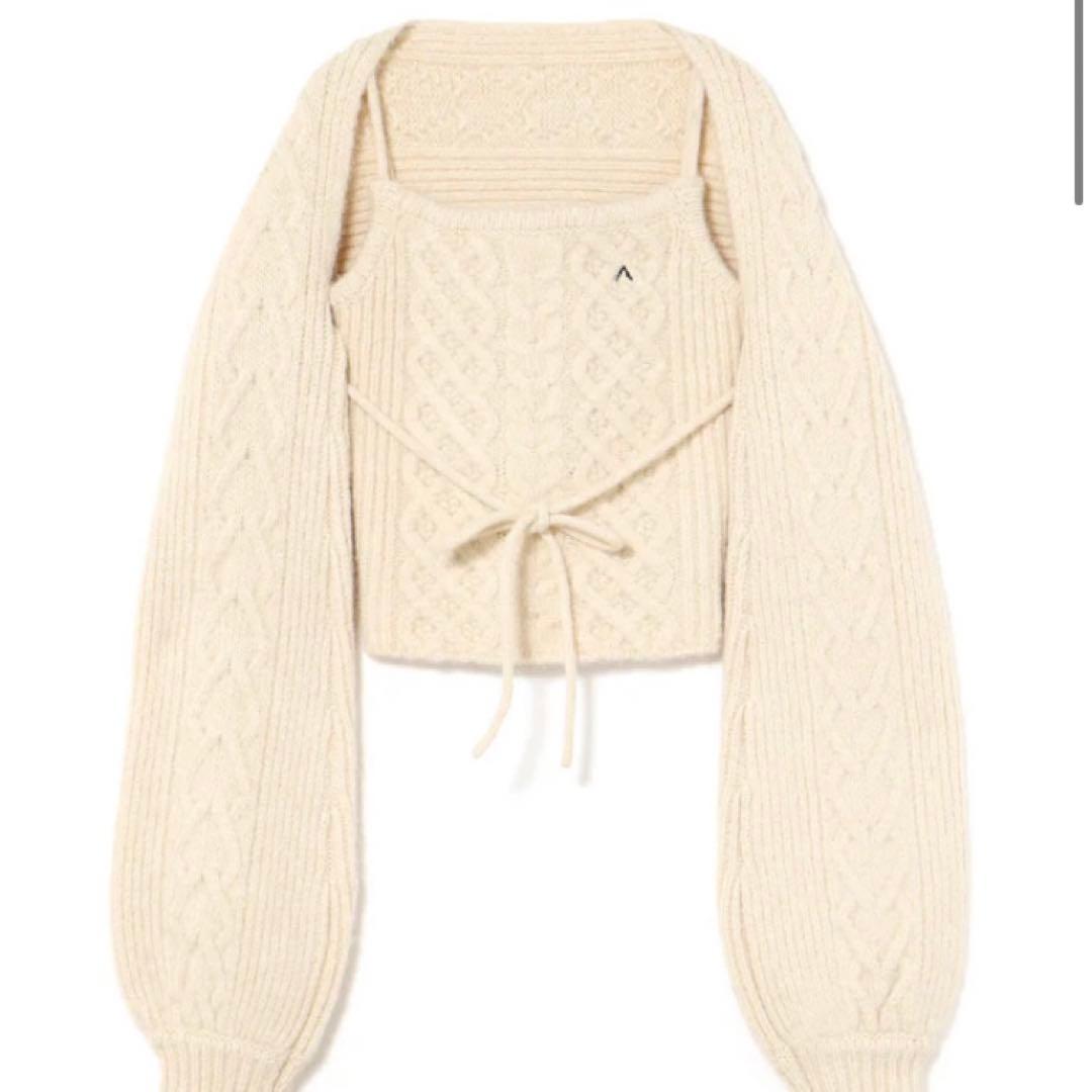 andmary Heart cable knit set アイボリー