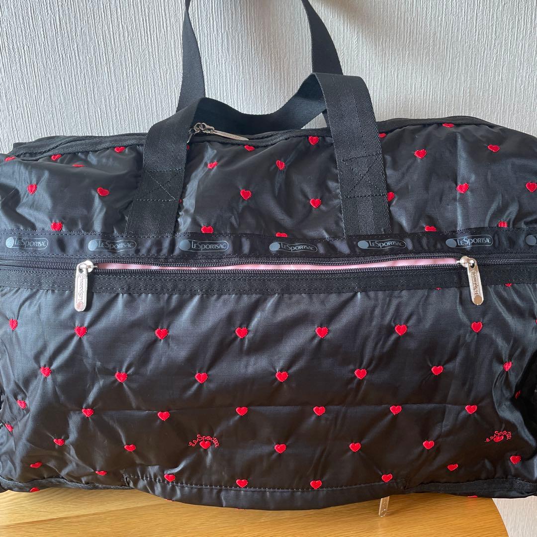 レスポートサック ブラック スウィートハート 刺繍 ボストンバッグ ポーチつき