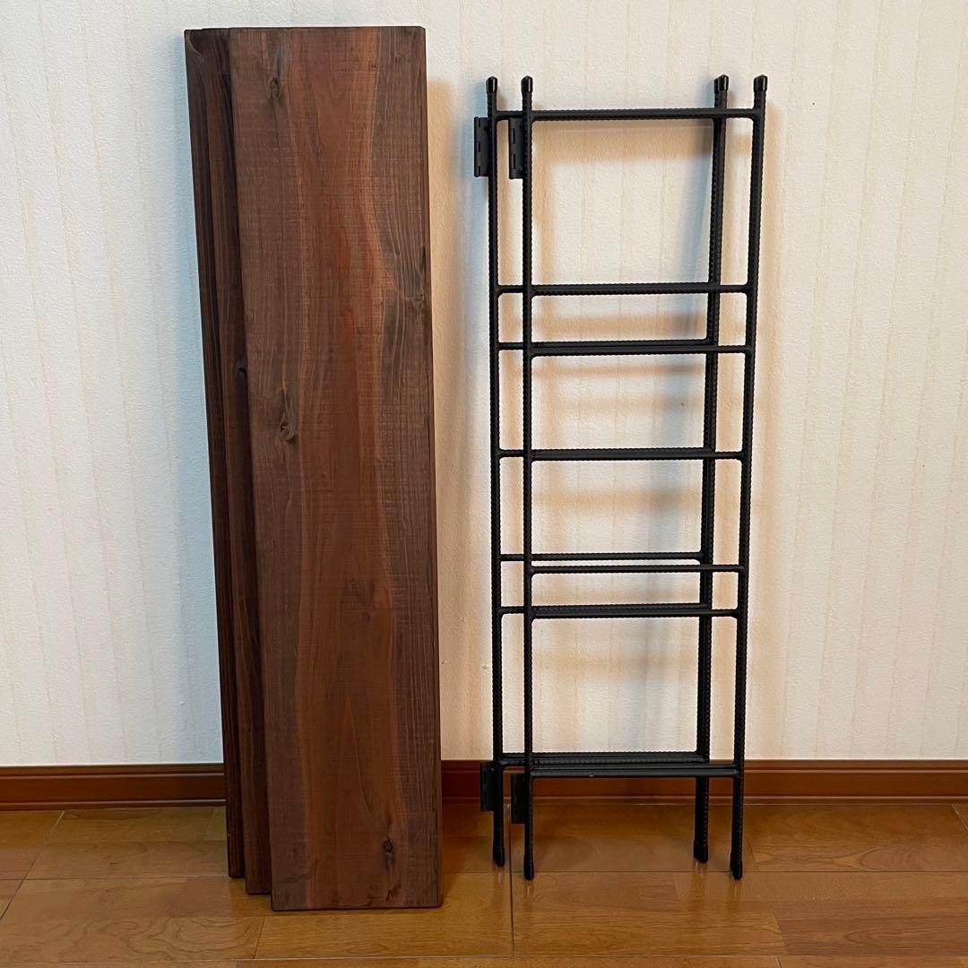 新商品‼️手作りアイアン家具 折り畳みラック西海岸インテリア 3段ダークブラウン