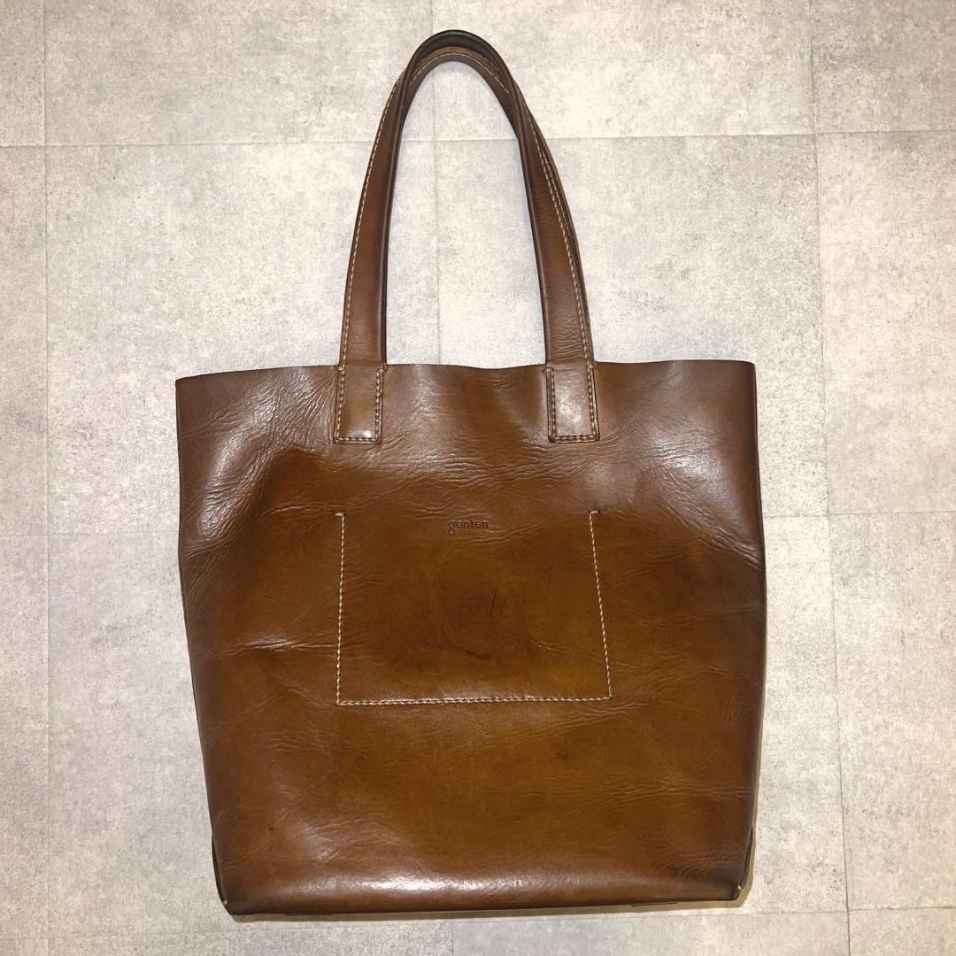 A3 本革トート genten 縦型 アマーノ カーキ男女兼用
