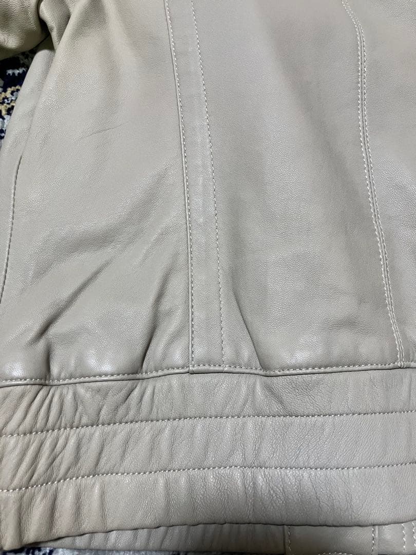 バーバリーロンドン　羊革 ラムレザージャケット グレージュ38