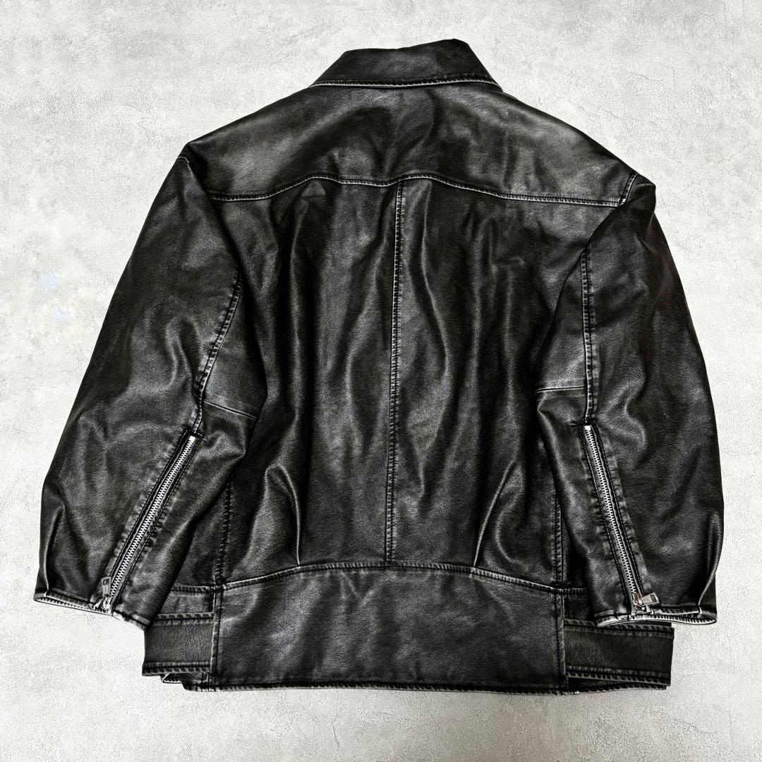 SeaRoomLynn Vintage wash レザーキルティングライダース