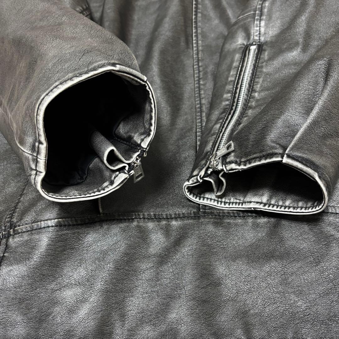 SeaRoomLynn Vintage wash レザーキルティングライダース