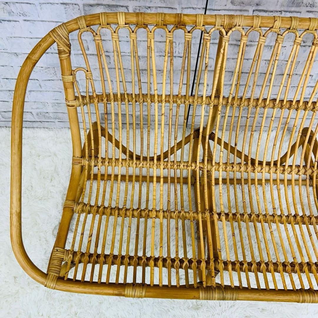 ラタンチェア ベンチ ソファ 天然素材 ナチュラル 椅子 2人掛け アンティーク