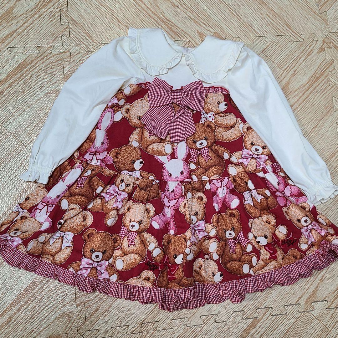 くま柄ワンピース
