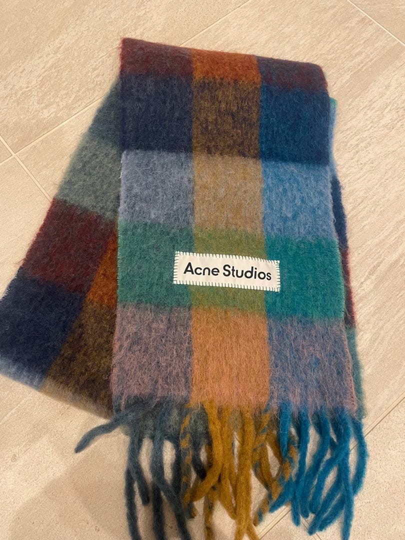 Acne Studios モヘア混チェック柄マフラー