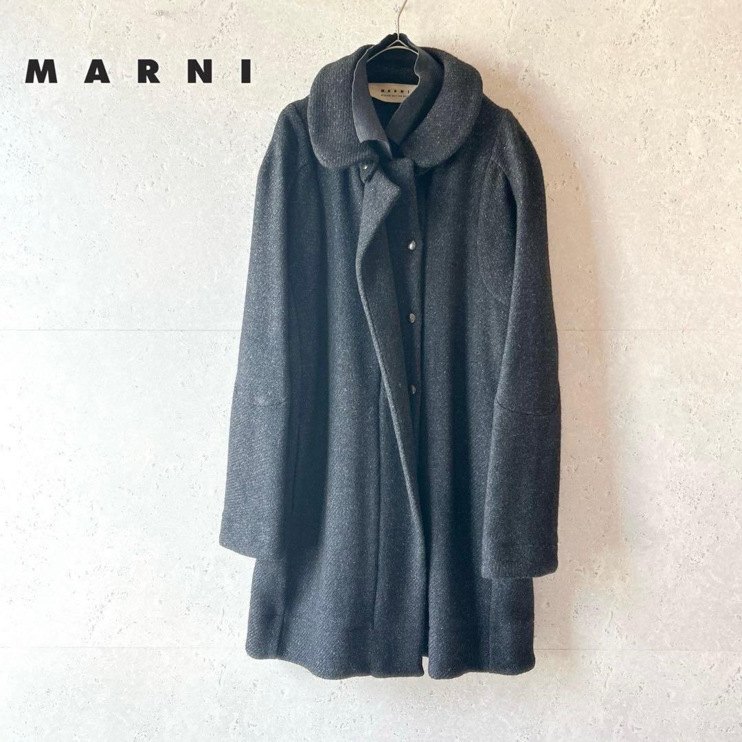 MARNI マルニ　ダブルカラー ウールツイードデザインコート 38
