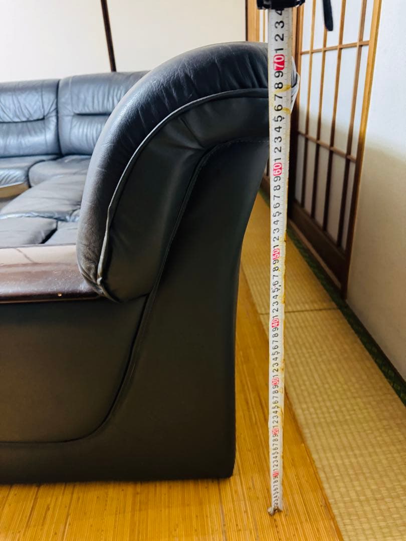 福岡発 本皮 5人掛け ソファー ソファ 椅子 イス アンティーク ビンテージ黒