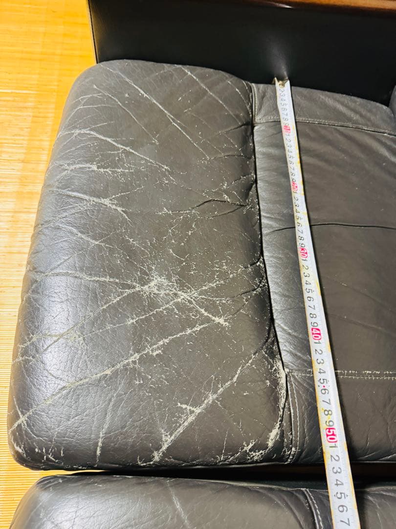 福岡発 本皮 5人掛け ソファー ソファ 椅子 イス アンティーク ビンテージ黒